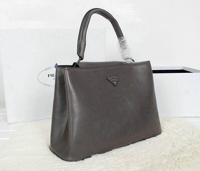 2014 Prada calf leather tote bag BN2603 grey - Click Image to Close